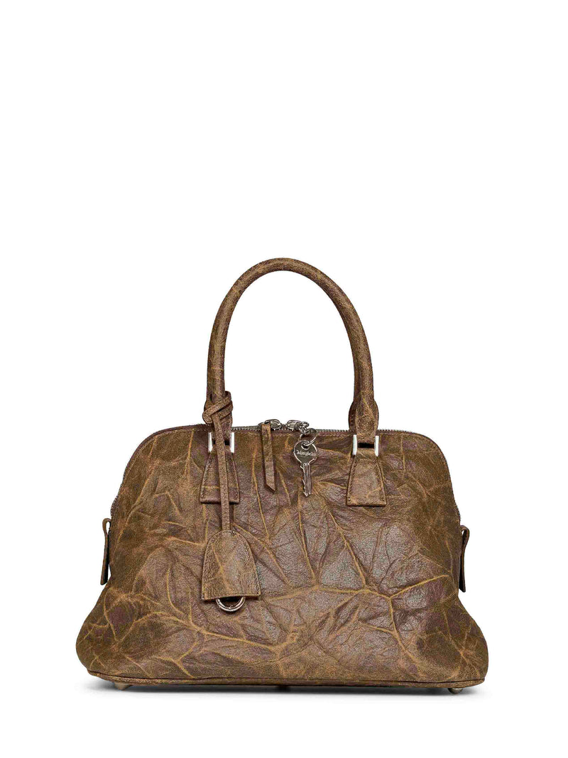 Maison Margiela Craquelé Goatskin Top Handle Bag — Brown