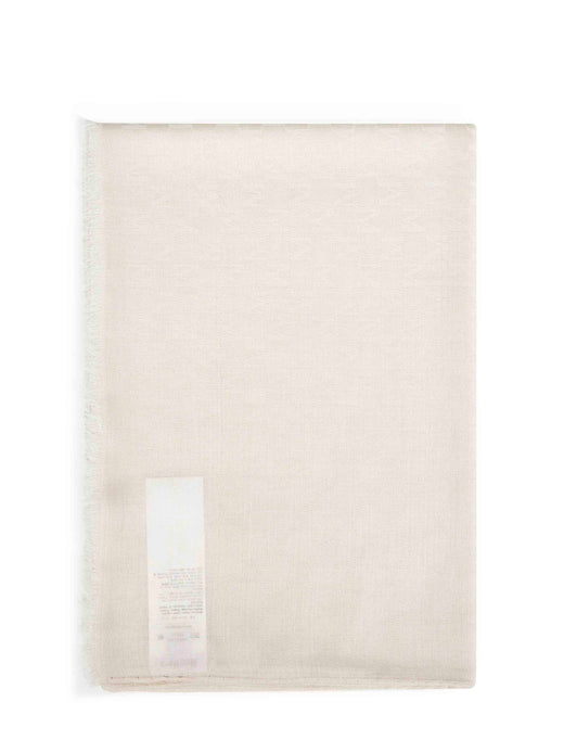 Max Mara Monogram Jacquard Scarf — Ivory Cotton Scarfs