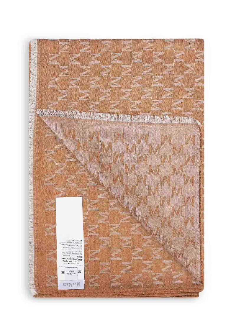 Max Mara M Monogram Jacquard Scarf — Bronze Cotton Scarfs