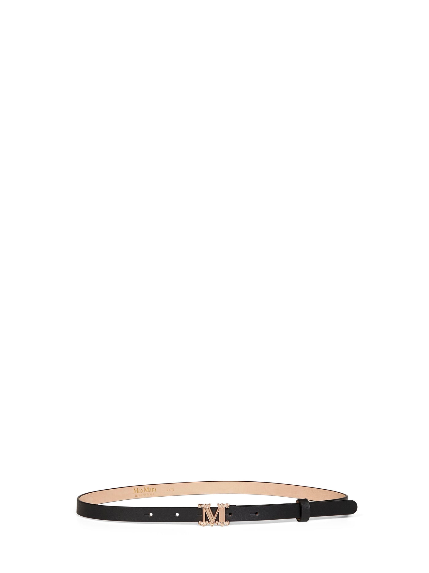Max Mara Calf Leather With M Monogram Buckle Belt — Gray Polyamide