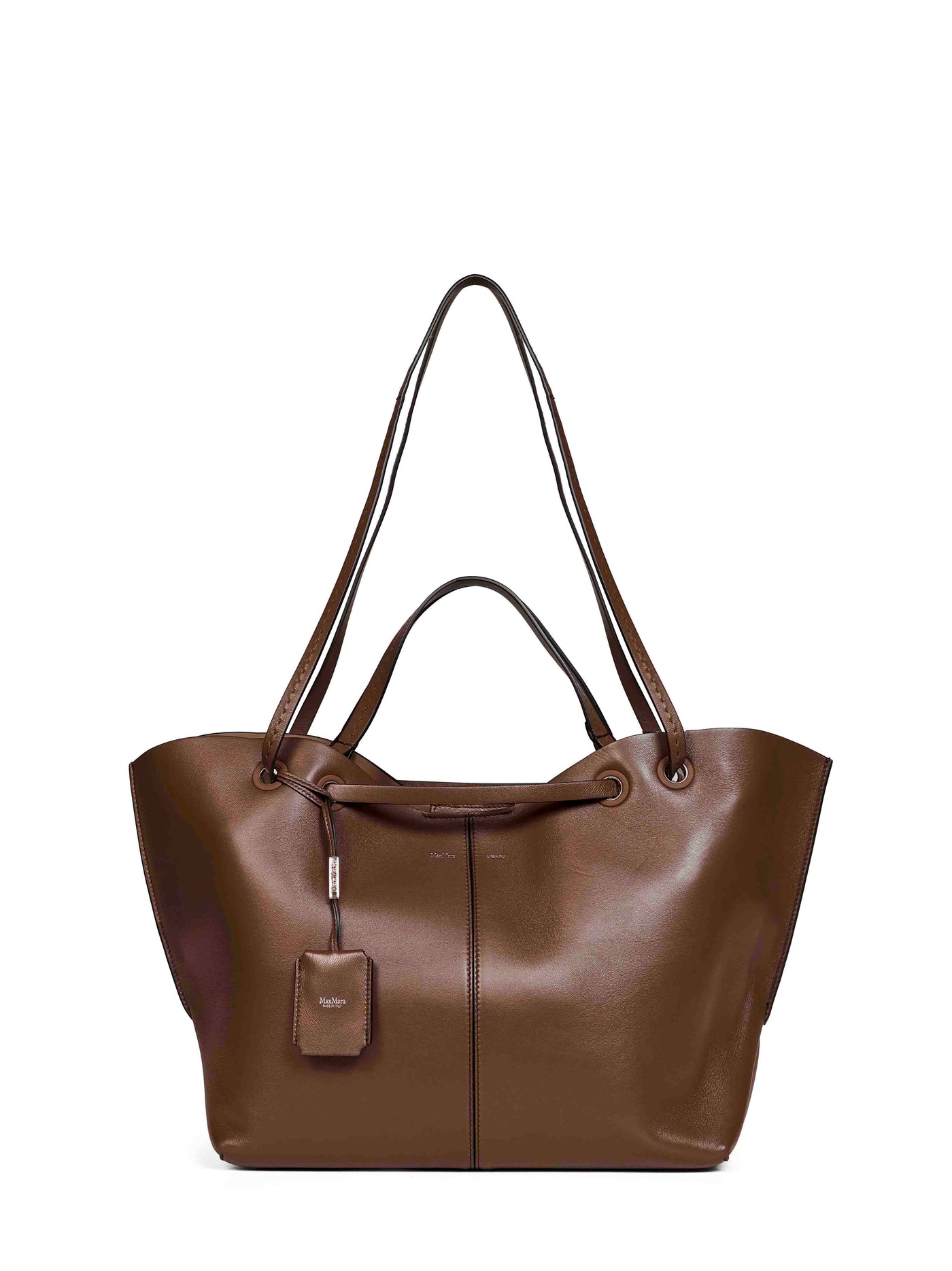 Max Mara Double-Handle Polyamide Tote Bag — Brown
