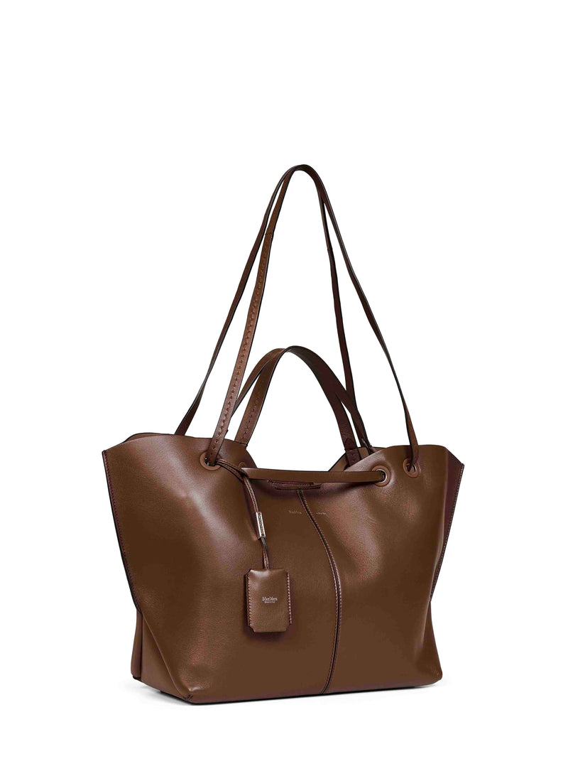 Max Mara Double-Handle Polyamide Tote Bag — Brown