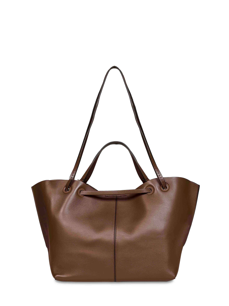 Max Mara Double-Handle Polyamide Tote Bag — Brown