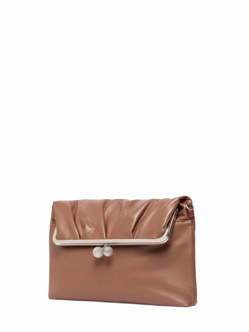 Weekend Max Mara Nappa Leather Envelope Clutch — Brown