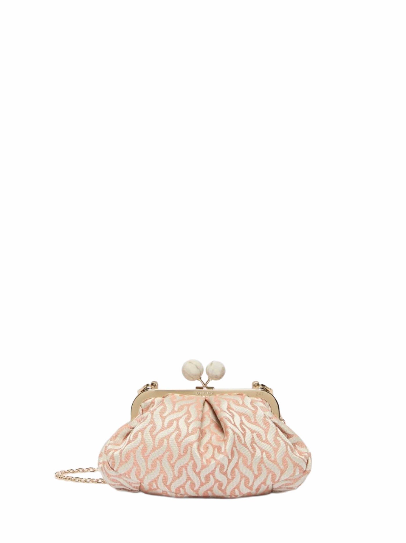 Weekend Max Mara Jacquard Linen-Silk Blend Clutch — Pink Linen/flax