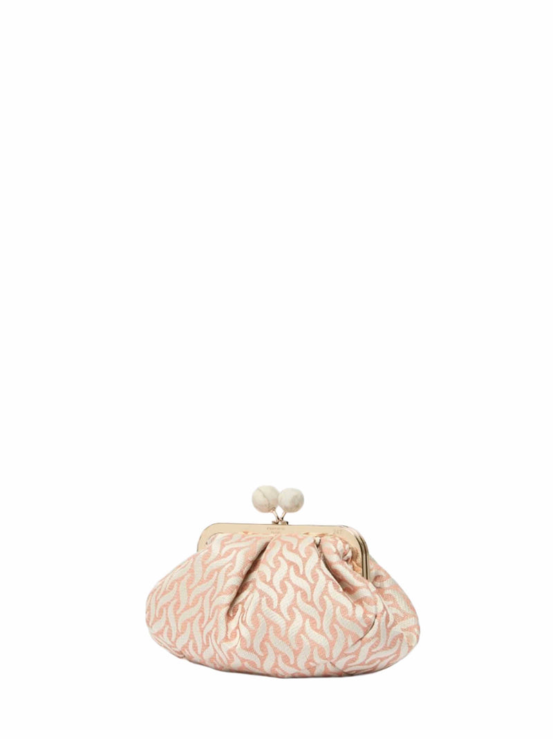 Weekend Max Mara Jacquard Linen-Silk Blend Clutch — Pink Linen/flax