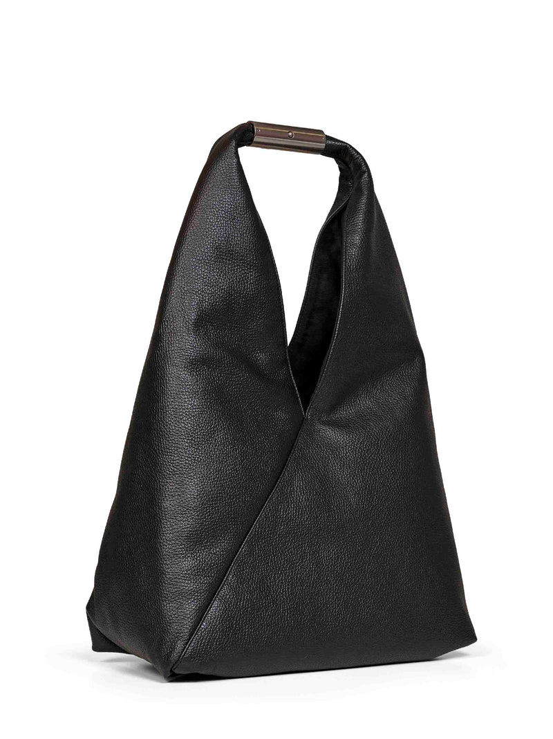 Mm6 Maison Margiela Magnetic Jewel Handle Tote Bag — Black Calf Leather