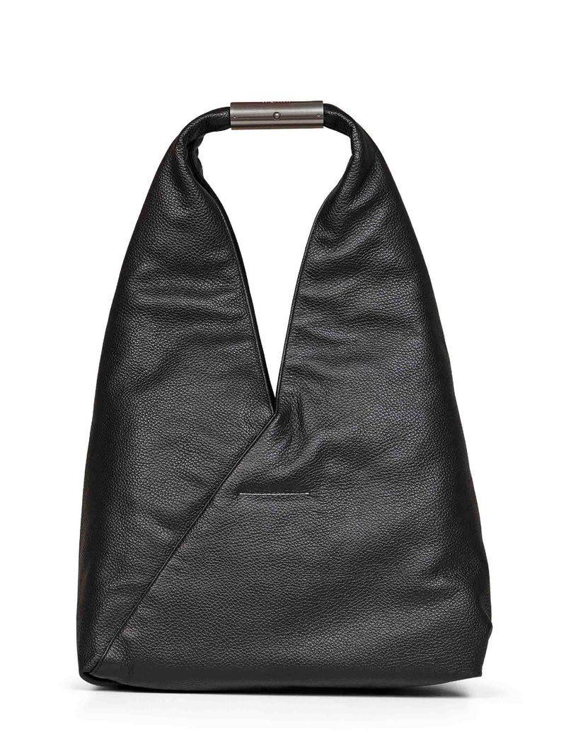 Mm6 Maison Margiela Magnetic Jewel Handle Tote Bag — Black Calf Leather