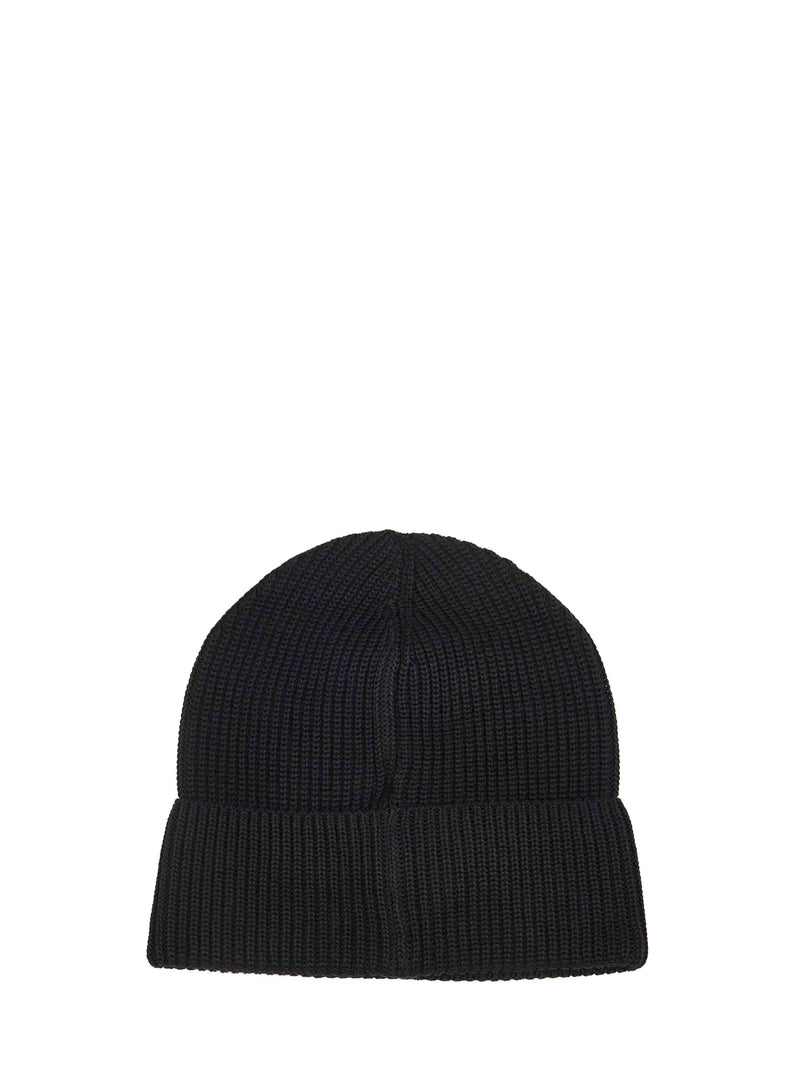 Moncler L10913b00022m1367999 Ribbed Wool-Cotton Beanie — Black Beanies
