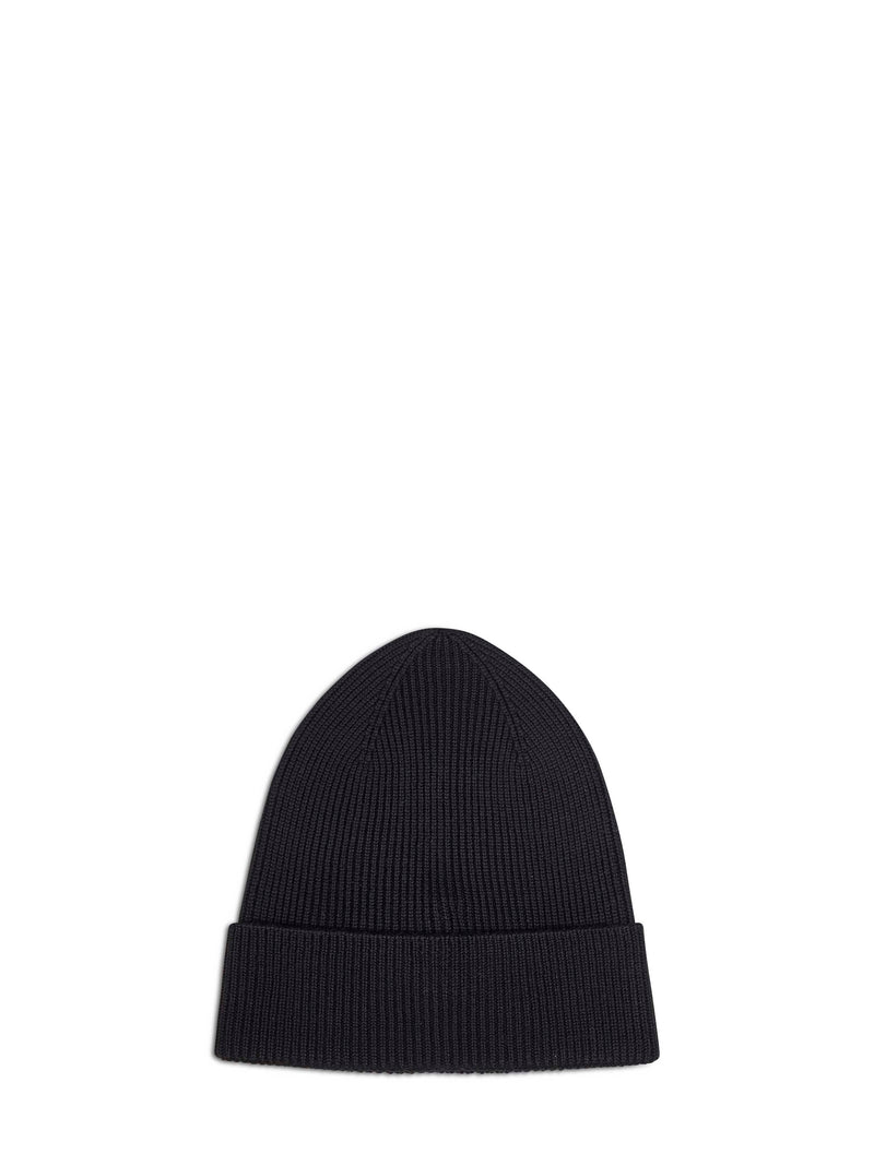 Moncler L20913b70500a9342999 Ribbed Virgin Wool Beanie — Black Beanies