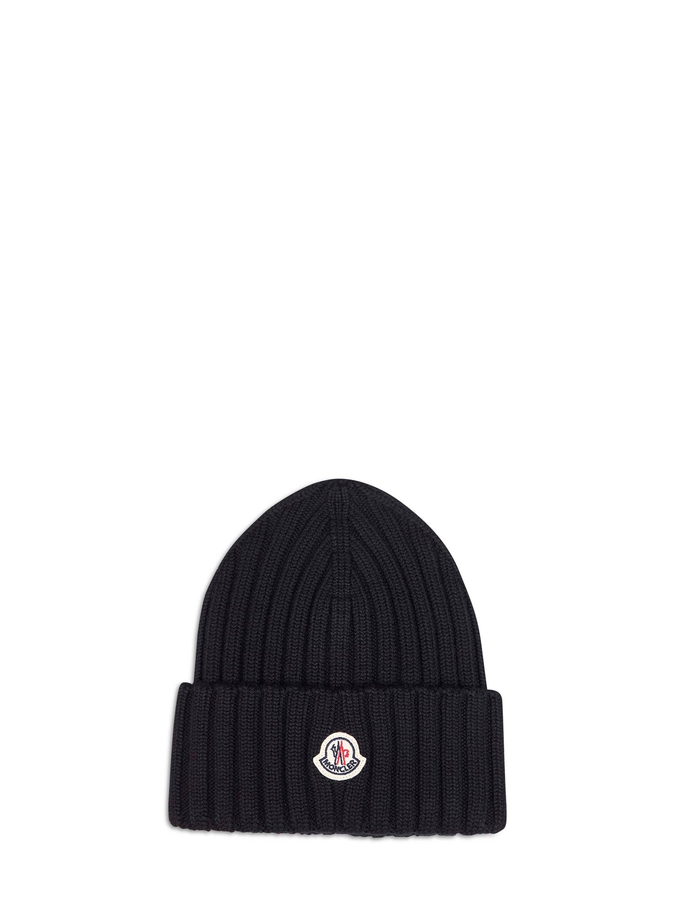 Moncler L20933b00036a9327999 Ribbed Virgin Wool Beanie — Black Beanies