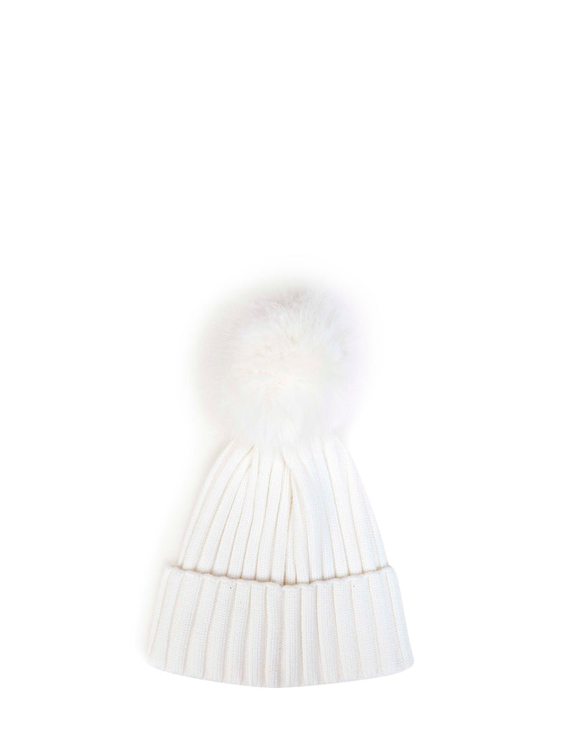 Moncler L20933b00039m1131034 Virgin Wool Ribbed Knit Beanie — White Beanies