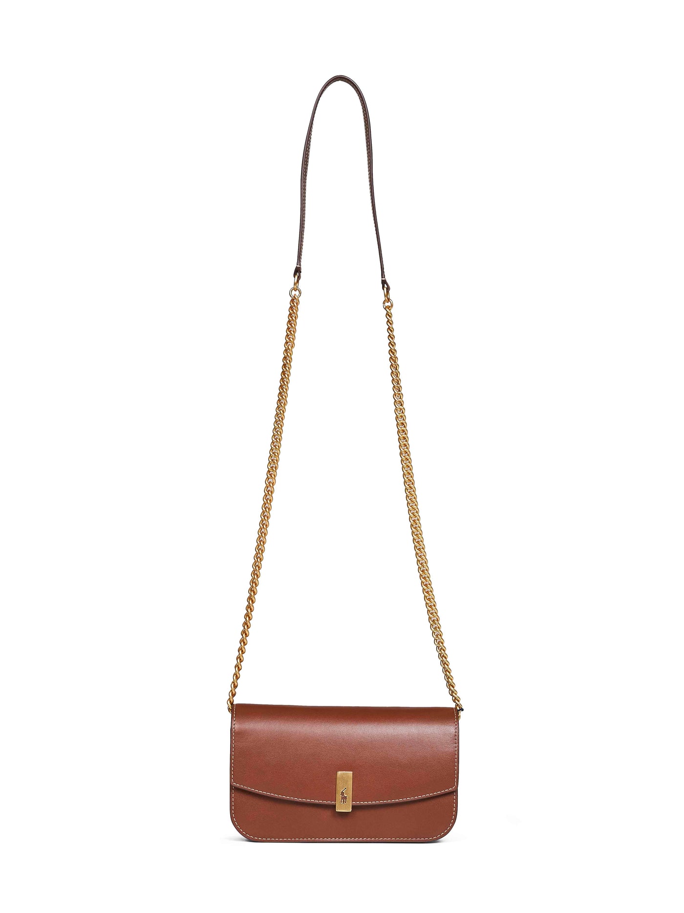 Polo Ralph Lauren Chain Crossbody Leather Wallet — Brown Other Materials
