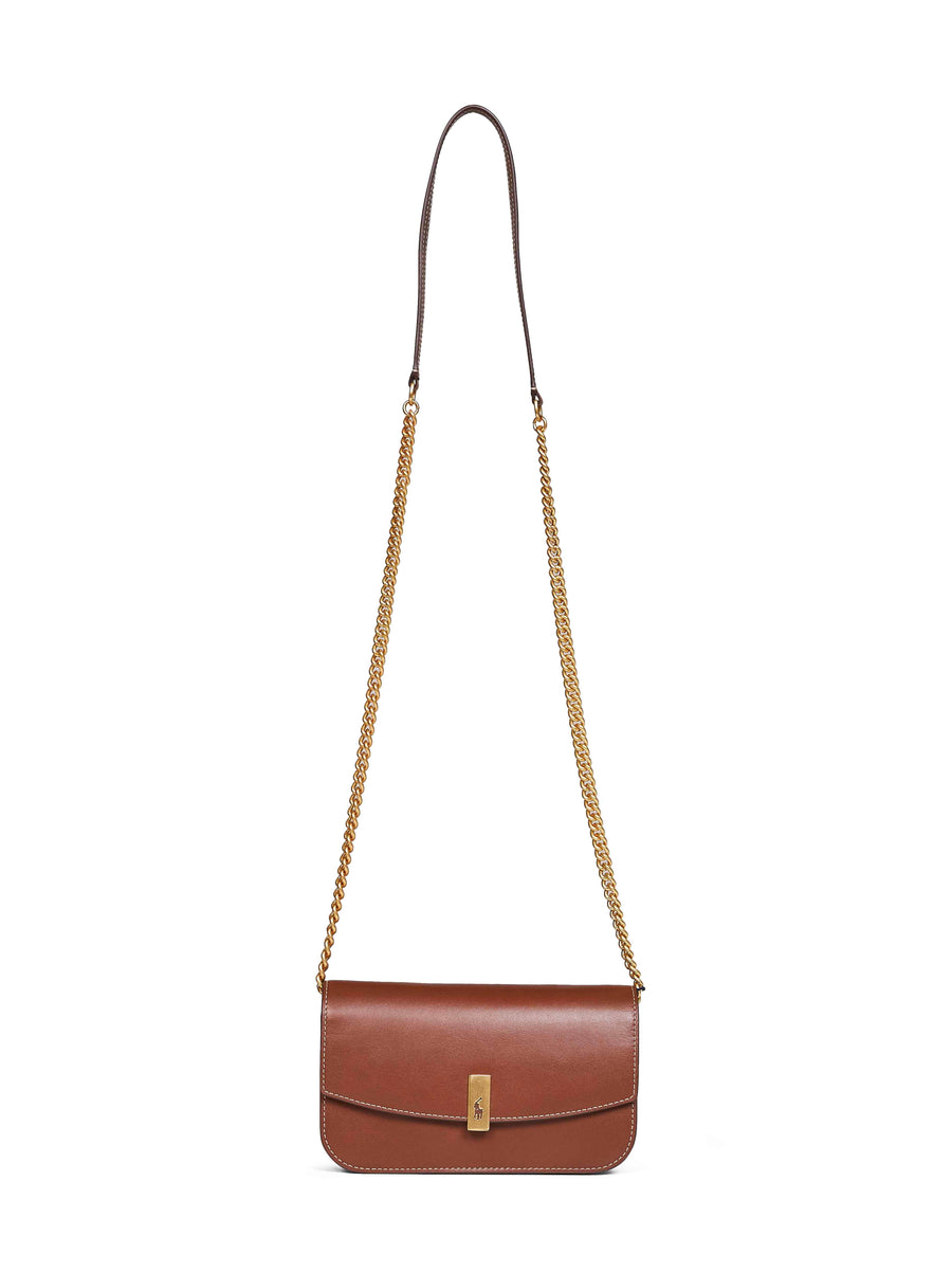 Polo Ralph Lauren Chain Crossbody Leather Wallet — Brown Other Materials