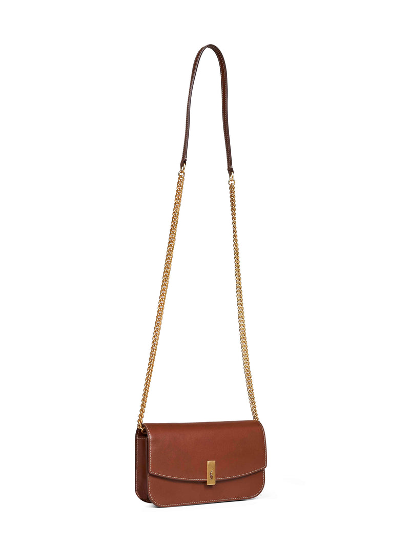Polo Ralph Lauren Chain Crossbody Leather Wallet — Brown Other Materials