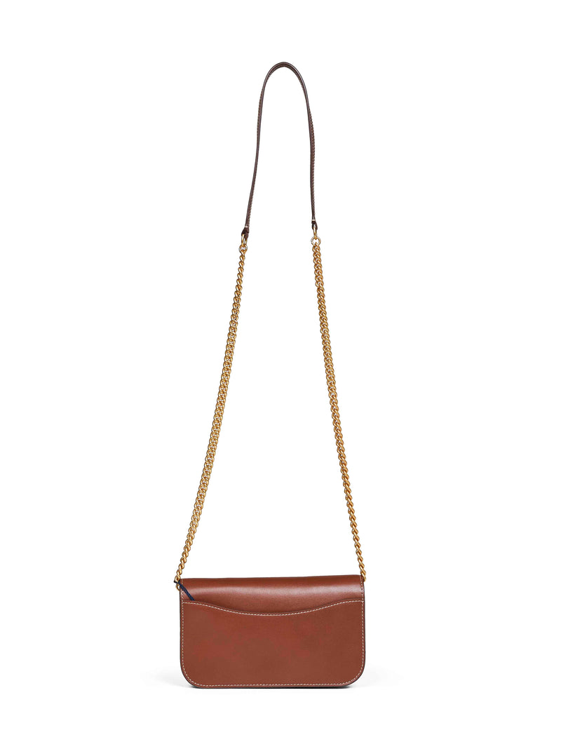 Polo Ralph Lauren Chain Crossbody Leather Wallet — Brown Other Materials