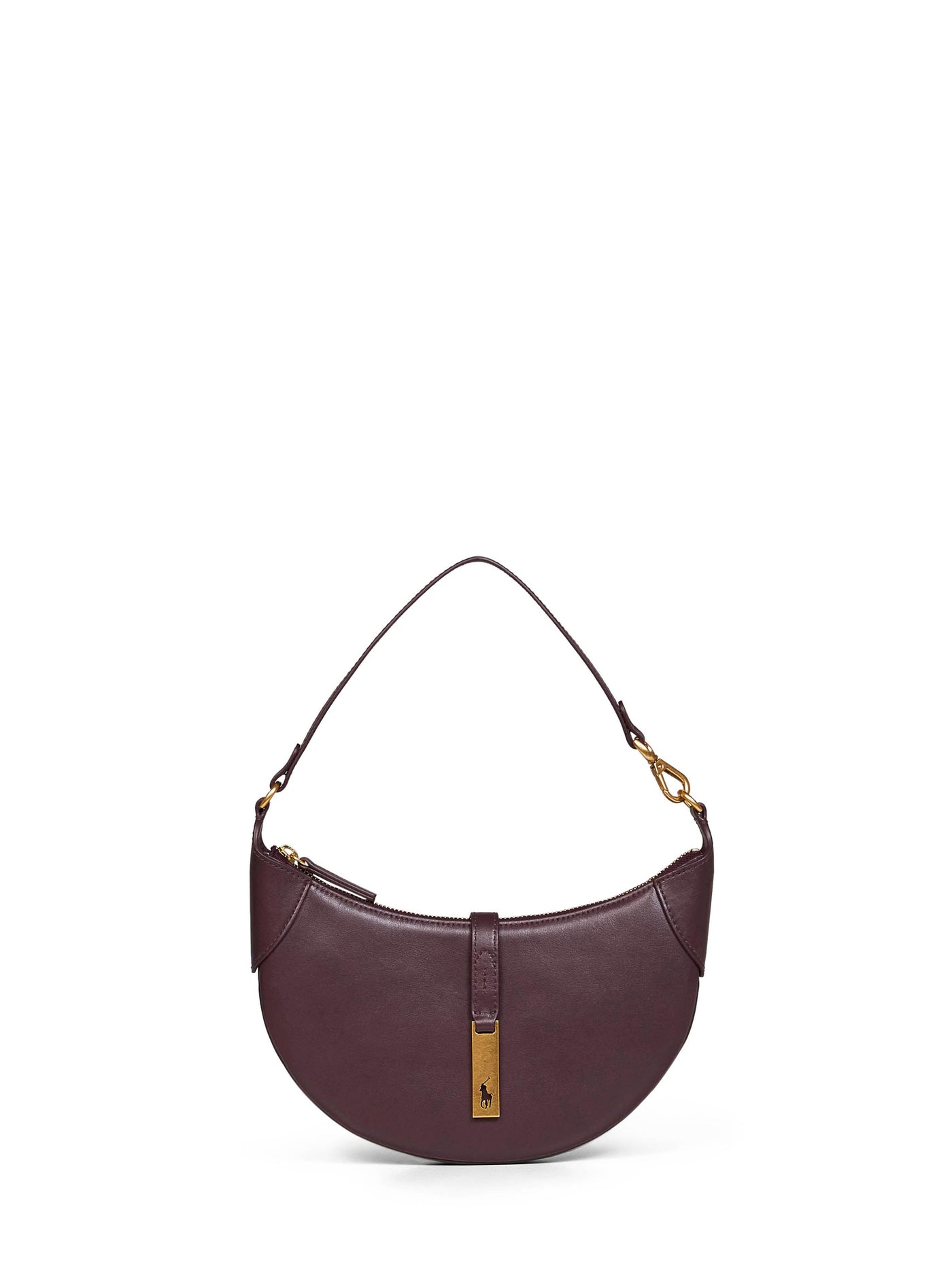 Polo Ralph Lauren Croissant-Shaped Leather Shoulder Bag — Burgundy Calf