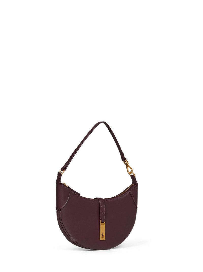 Polo Ralph Lauren Croissant-Shaped Leather Shoulder Bag — Burgundy Calf