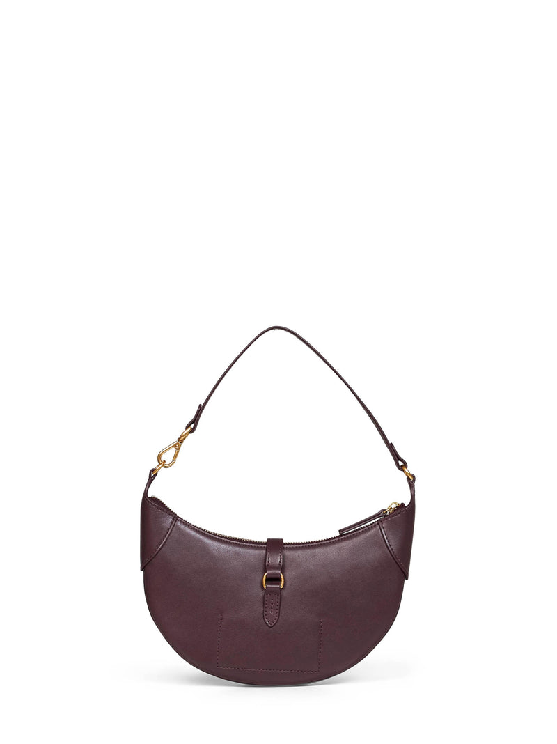 Polo Ralph Lauren Croissant-Shaped Leather Shoulder Bag — Burgundy Calf