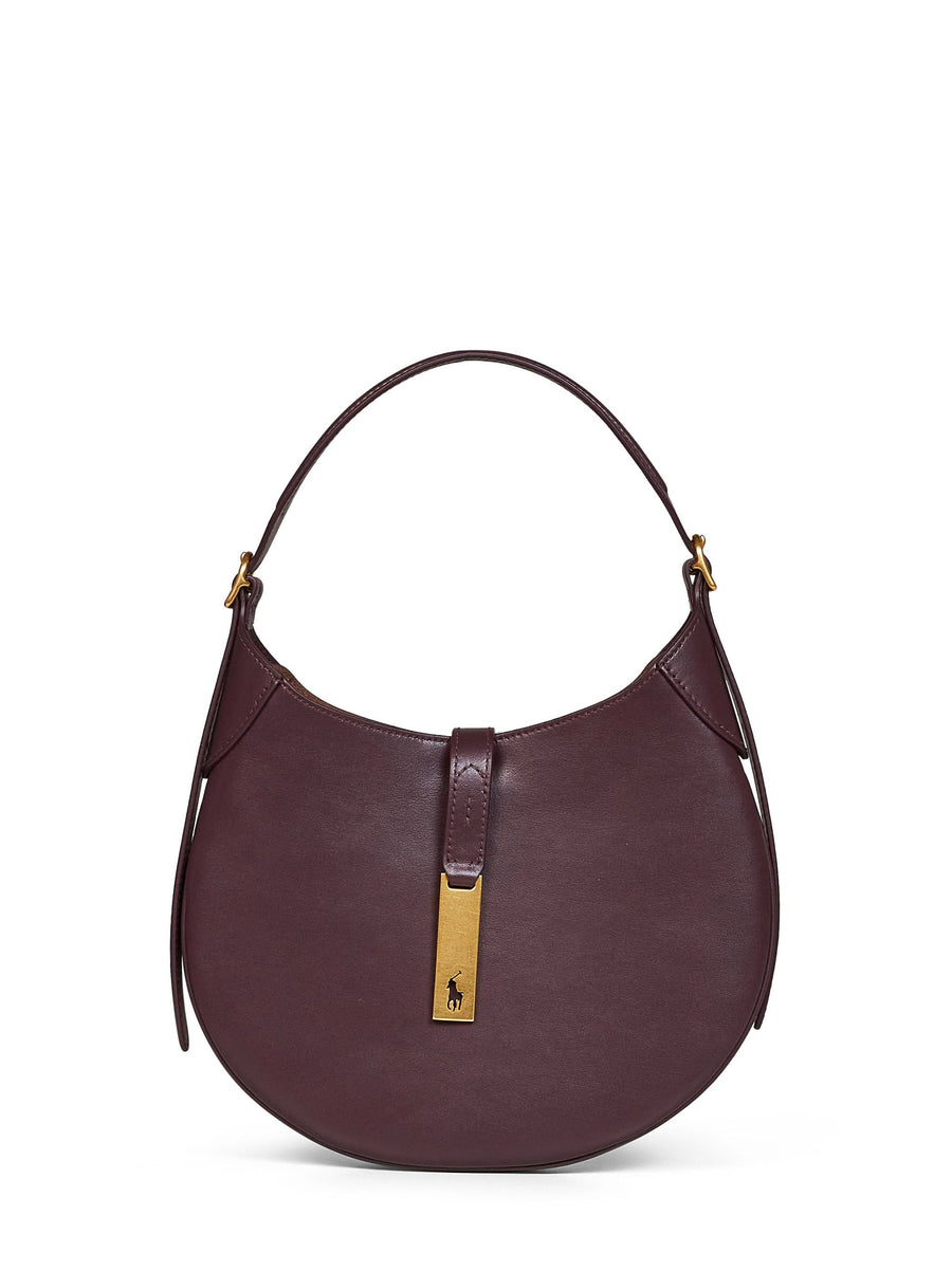 Polo Ralph Lauren Calf Leather Shoulder Bag — Bordeaux