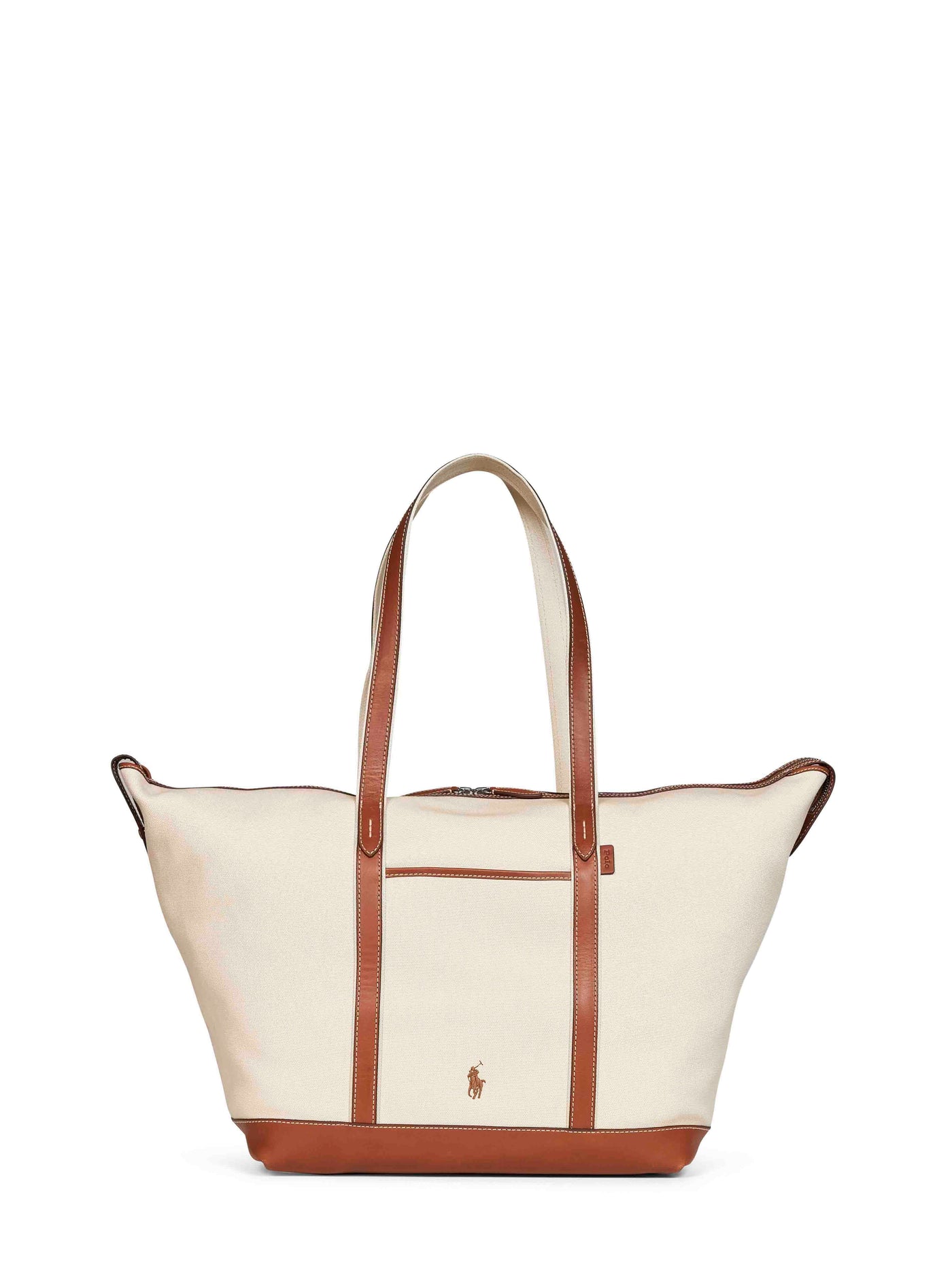 Polo Ralph Lauren Canvas And Leather Tote Bag — Beige Cotton