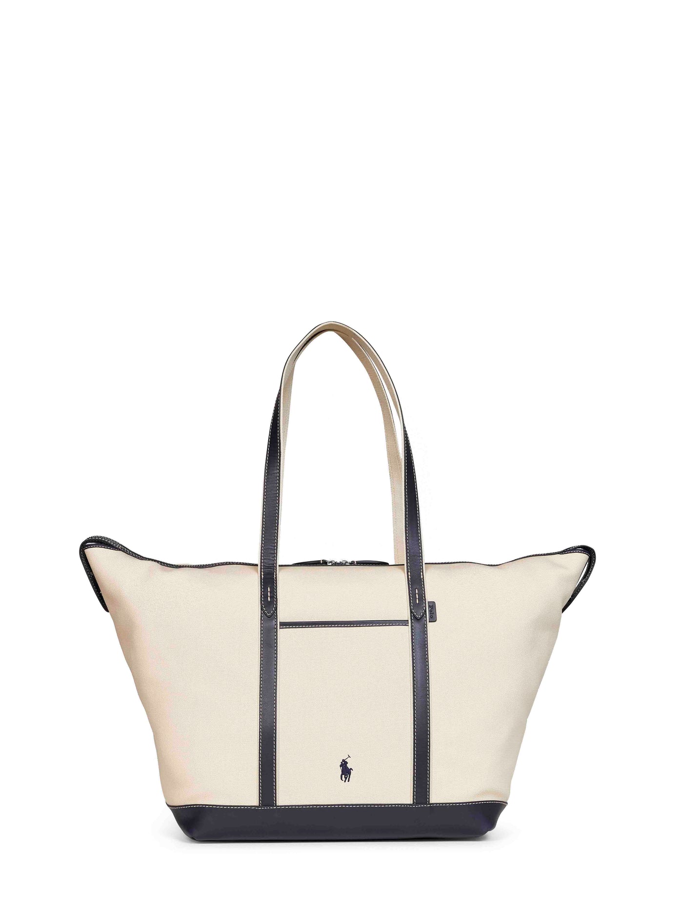 Polo Ralph Lauren Cotton Canvas With Leather Trim Shoulder Bag — Beige