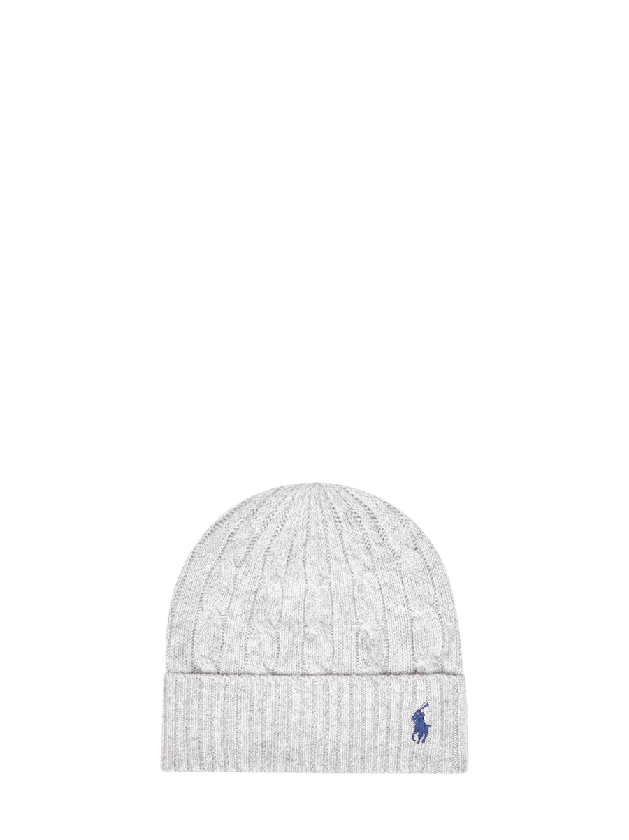 Polo Ralph Lauren 455981442-002 Wool-Cashmere Cable Knit Beanie — Gray Beanies