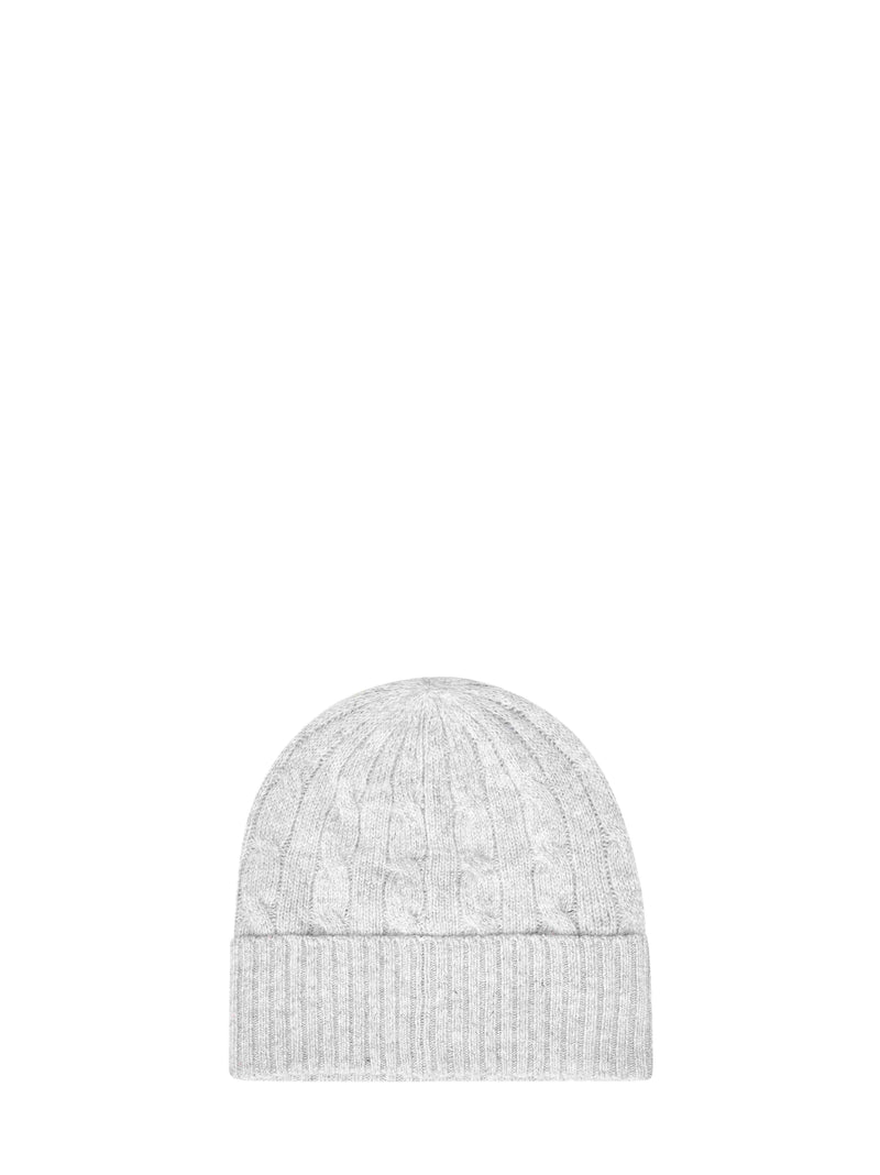 Polo Ralph Lauren 455981442-002 Wool-Cashmere Cable Knit Beanie — Gray Beanies