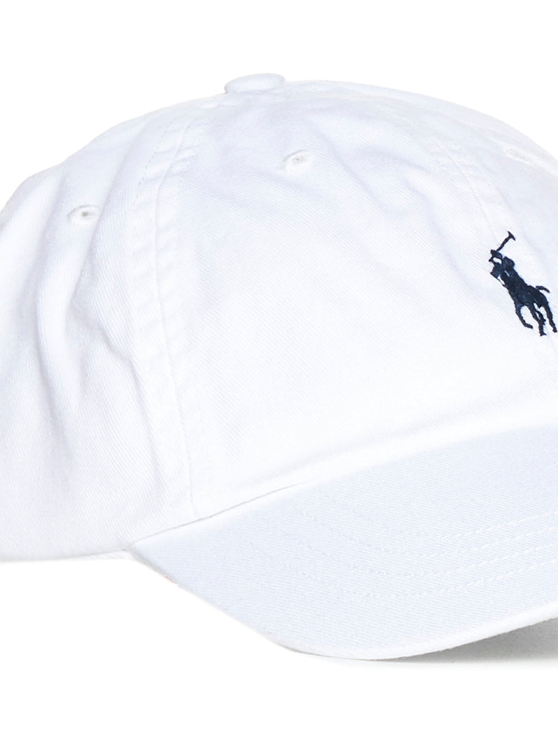 Polo Ralph Lauren 710548524-011 Embroidered Pony Baseball Cap — White Cotton Caps