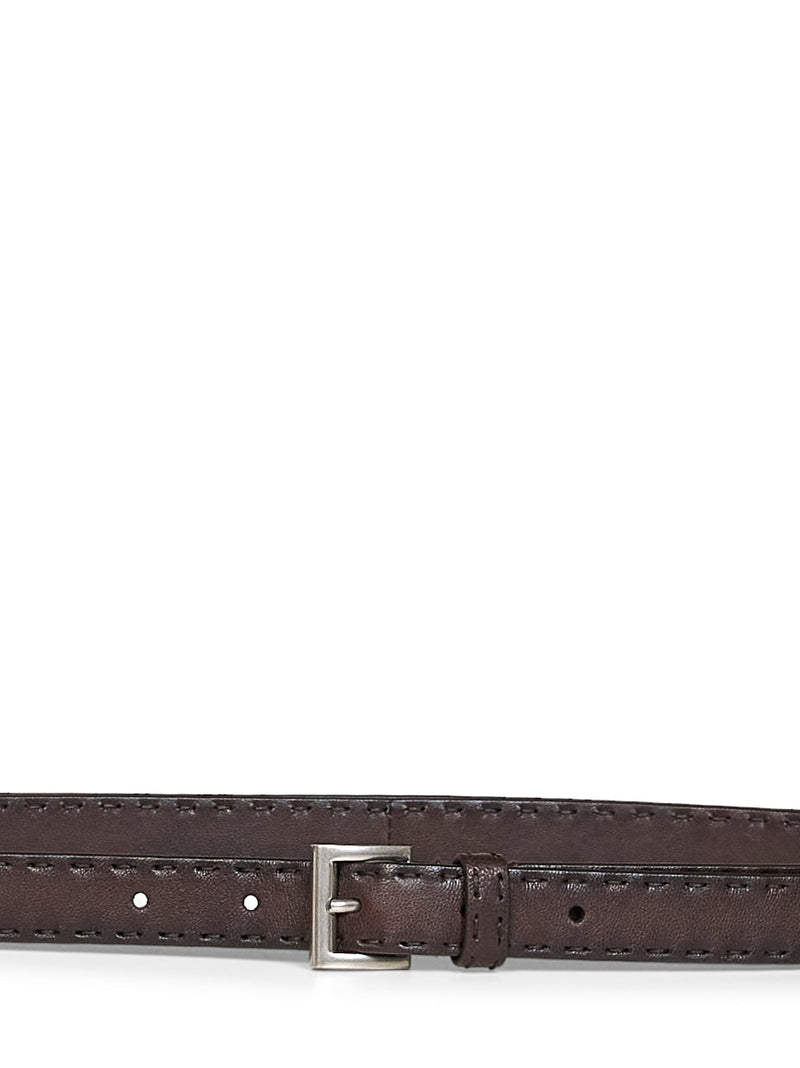 Prada Antiqued Nappa Lambskin Belt — Brown