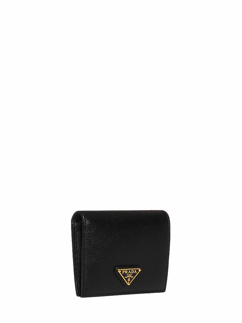 Prada Saffiano Leather Wallet — Black & Purses