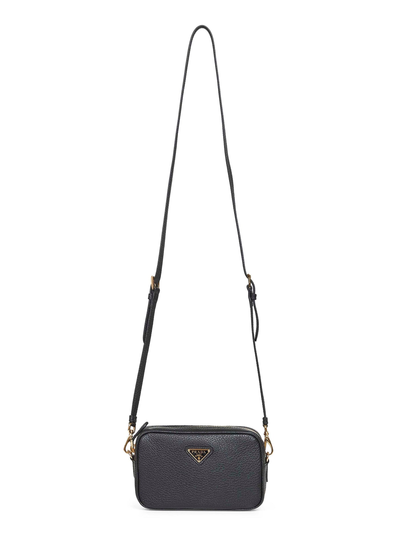 Prada Grained Calf Leather Crossbody Bag — Black