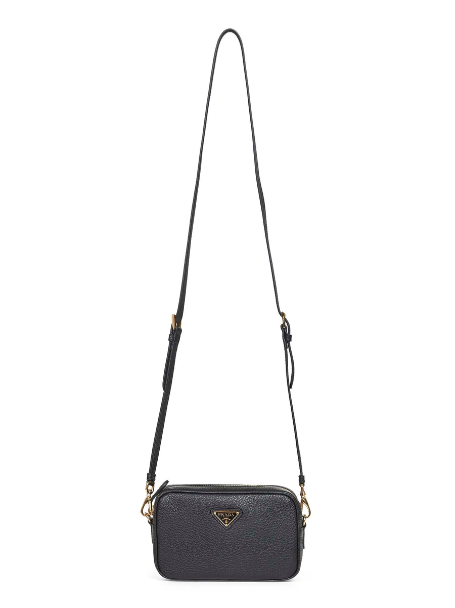 Prada Grained Calf Leather Crossbody Bag — Black
