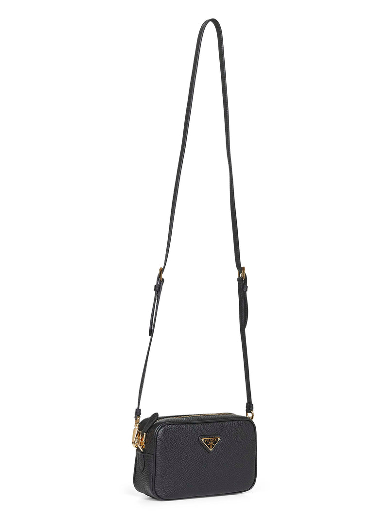 Prada Grained Calf Leather Crossbody Bag — Black