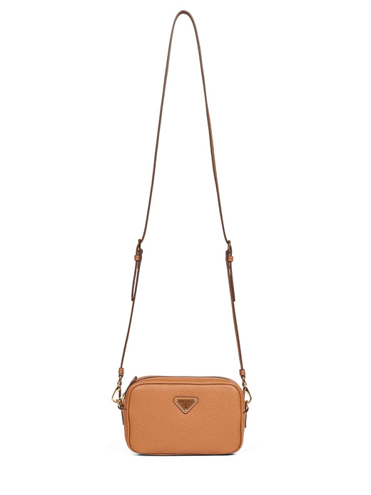 Prada Grained Calf Leather Crossbody Bag — Camel