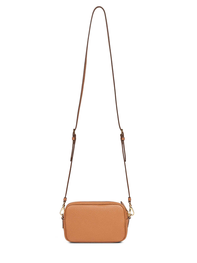 Prada Grained Calf Leather Crossbody Bag — Camel