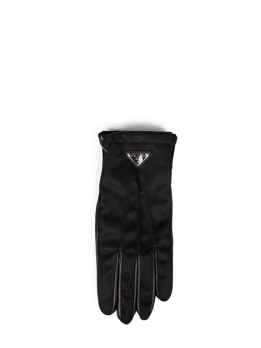 Prada Re-Nylon & Nappa Leather Gloves — Black Polyamide