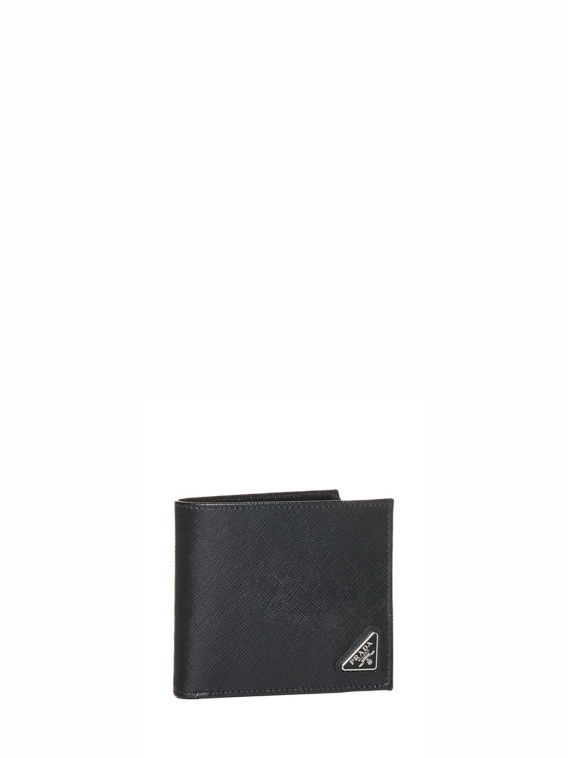 Prada Saffiano Leather Wallet — Black Cotton & Cardholders