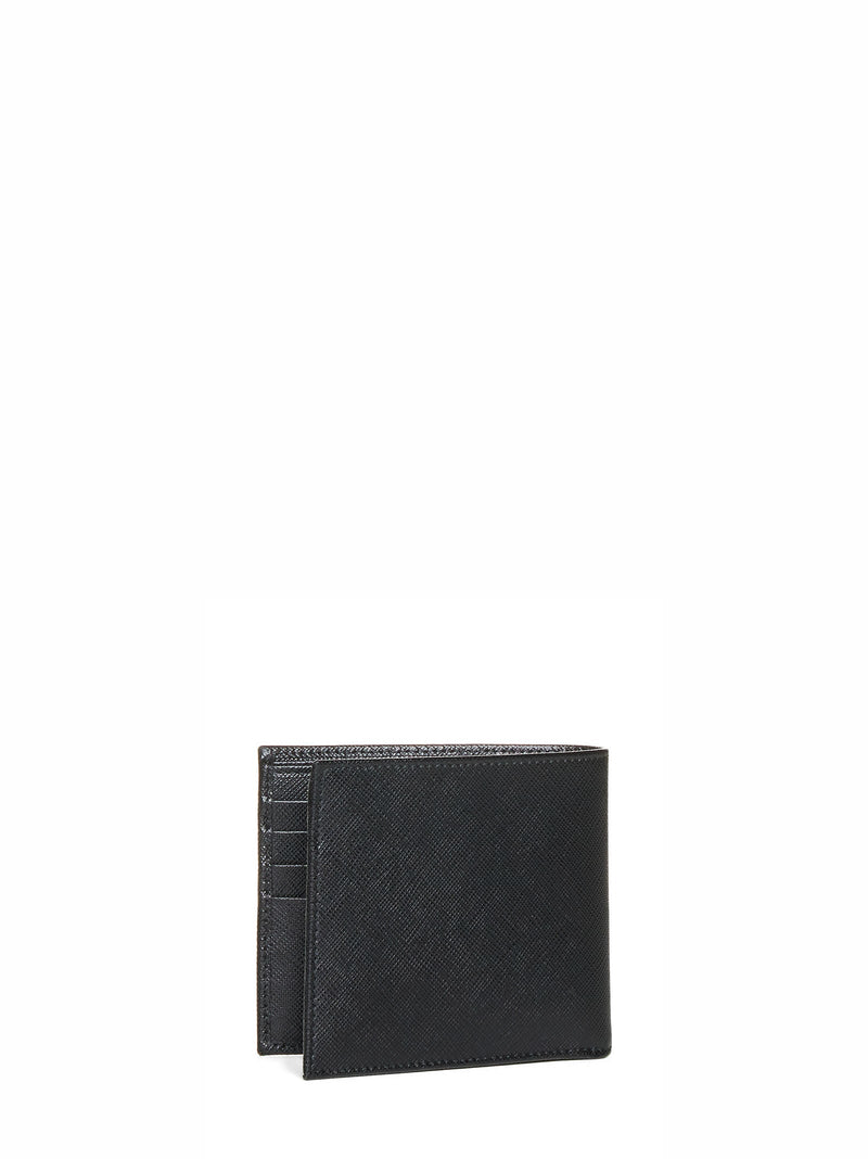 Prada Saffiano Leather Wallet — Black Cotton & Cardholders