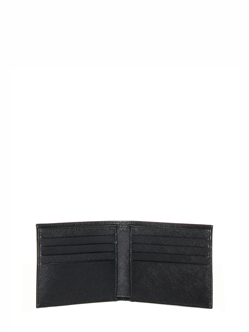 Prada Saffiano Leather Wallet — Black Cotton & Cardholders