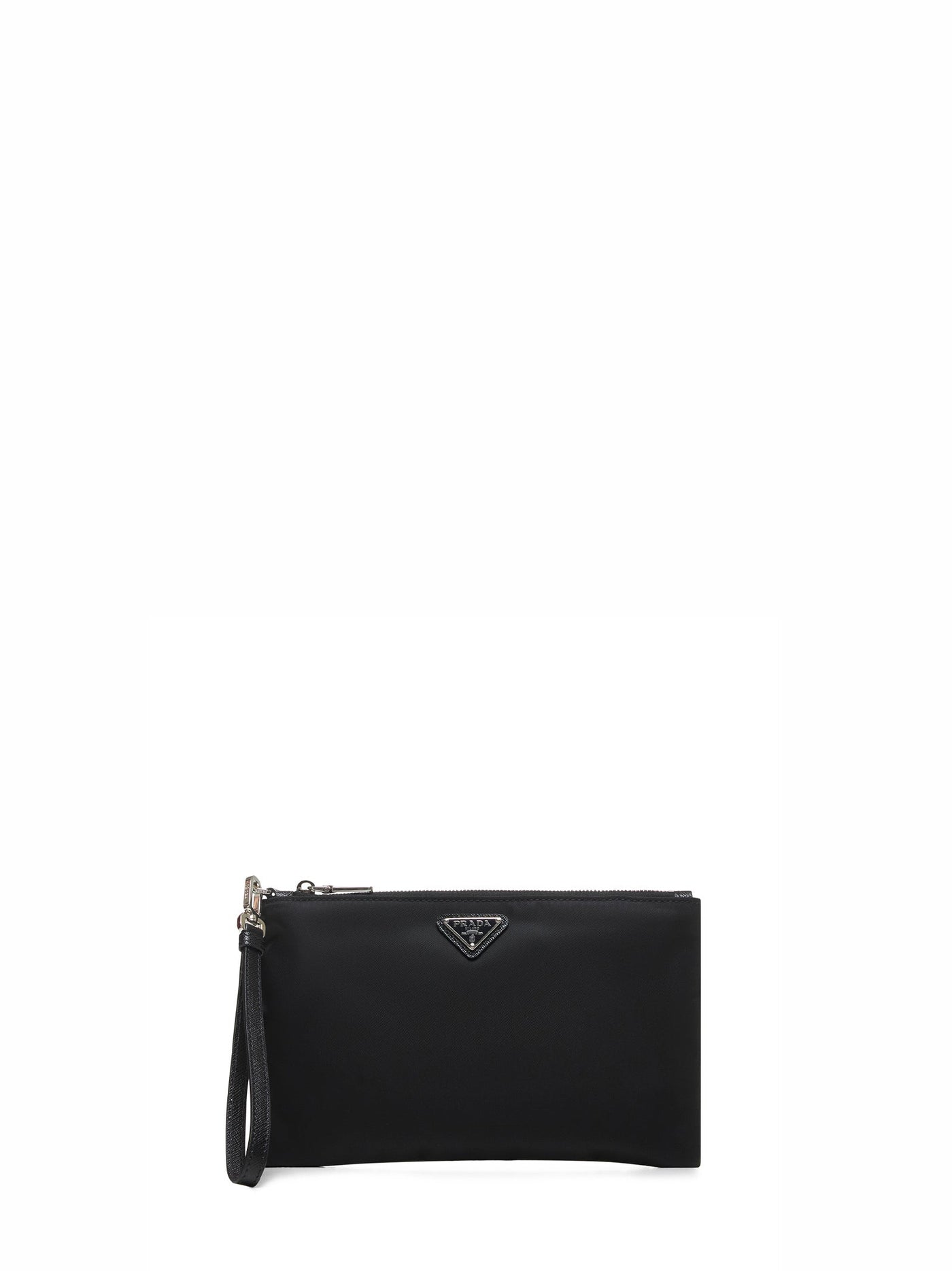 Prada Re-Nylon With Saffiano Leather Pouch — Black Recycled Polyamide Wallets & Cardholders