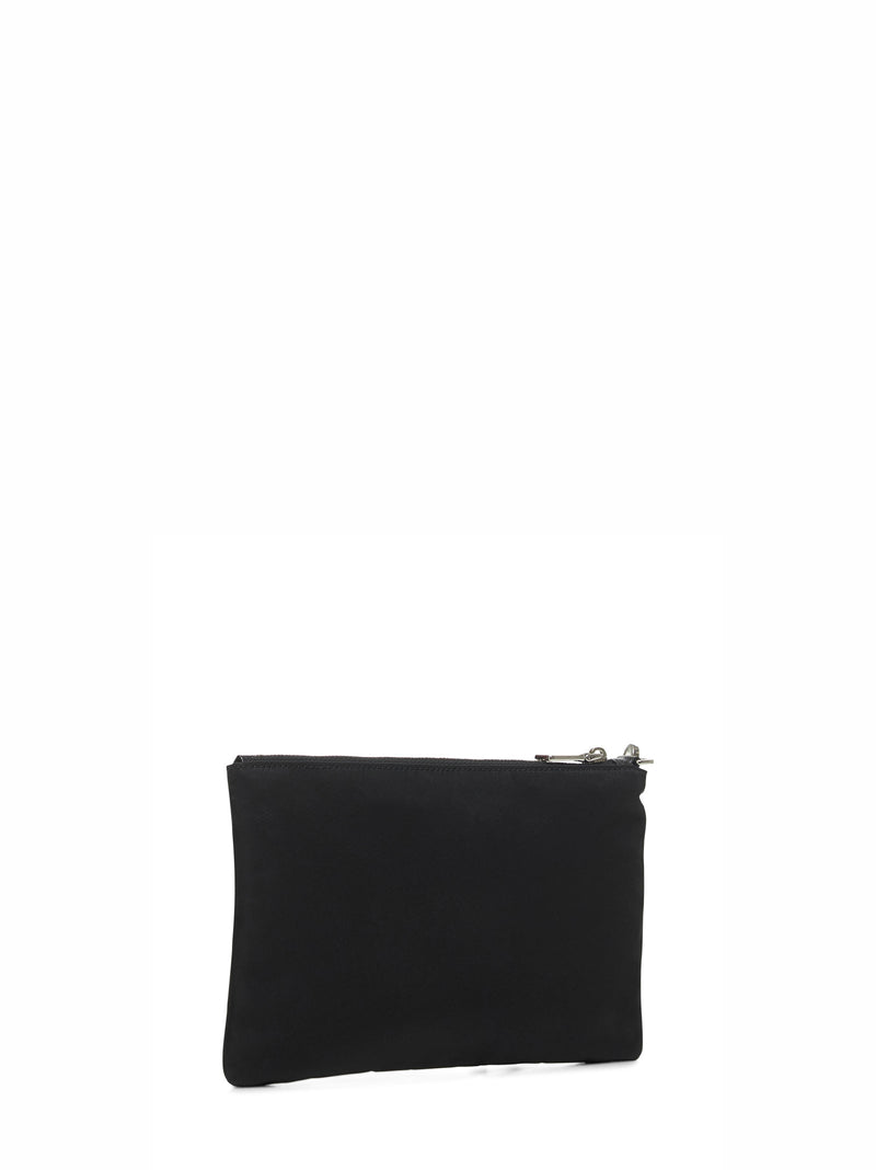 Prada Re-Nylon With Saffiano Leather Pouch — Black Recycled Polyamide Wallets & Cardholders