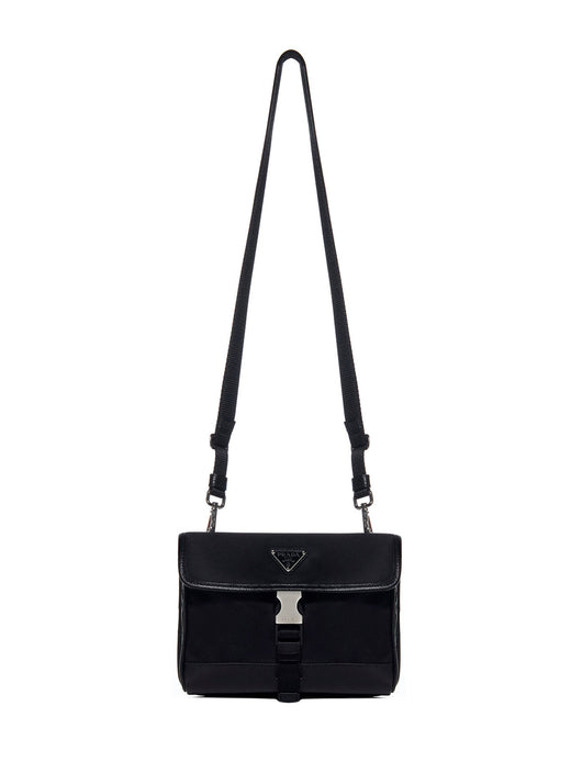 Prada Saffiano Leather With Shoulder Strap Wallet — Black Calf & Cardholders