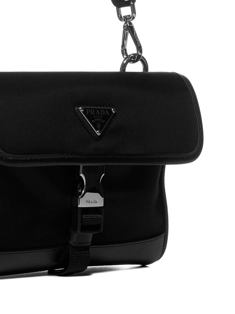 Prada Saffiano Leather With Shoulder Strap Wallet — Black Calf & Cardholders