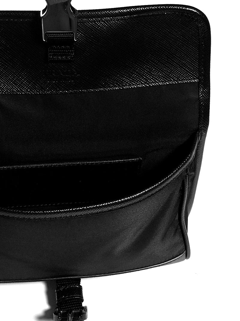 Prada Saffiano Leather With Shoulder Strap Wallet — Black Calf & Cardholders