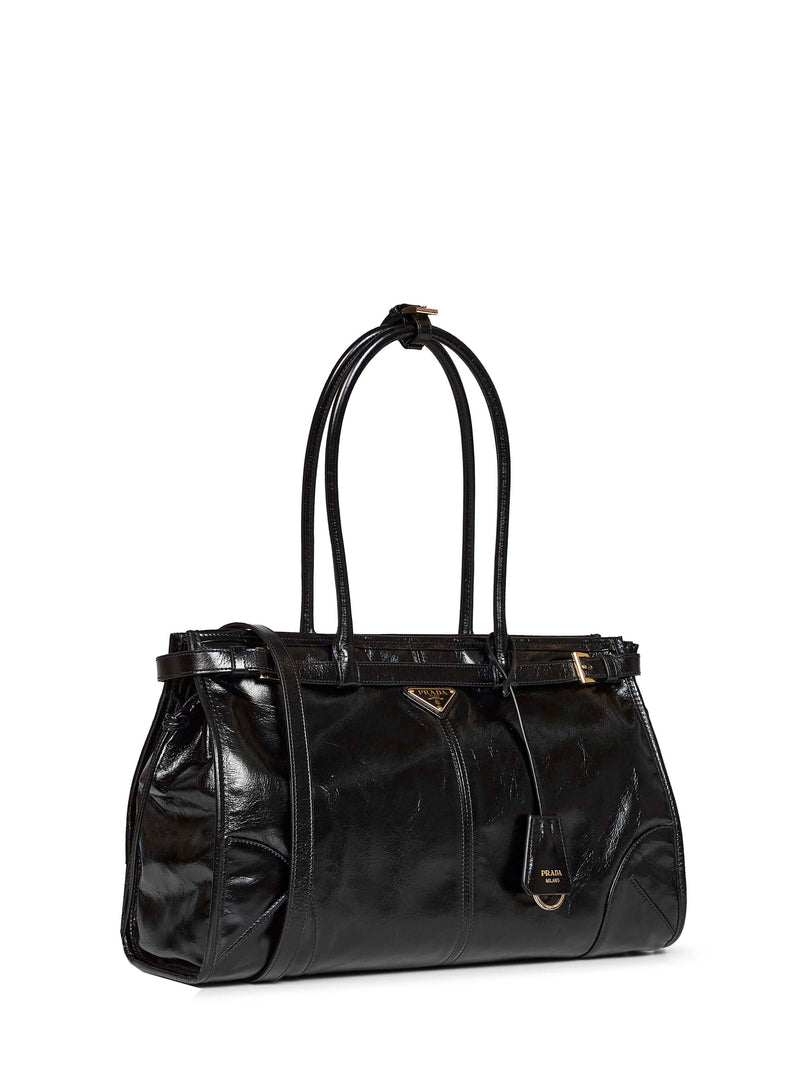 Prada Shoulder Bag — Black Calf Leather