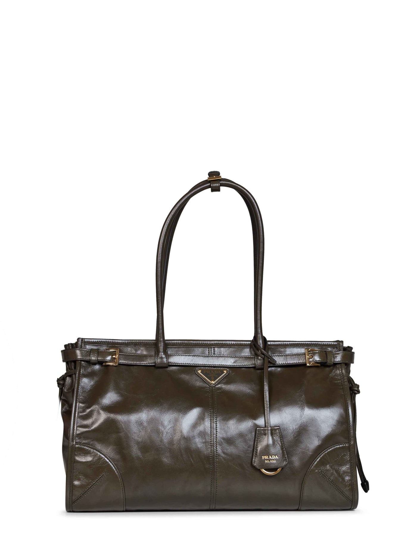 Prada Bonnie Shoulder Bag — Green Calf Leather