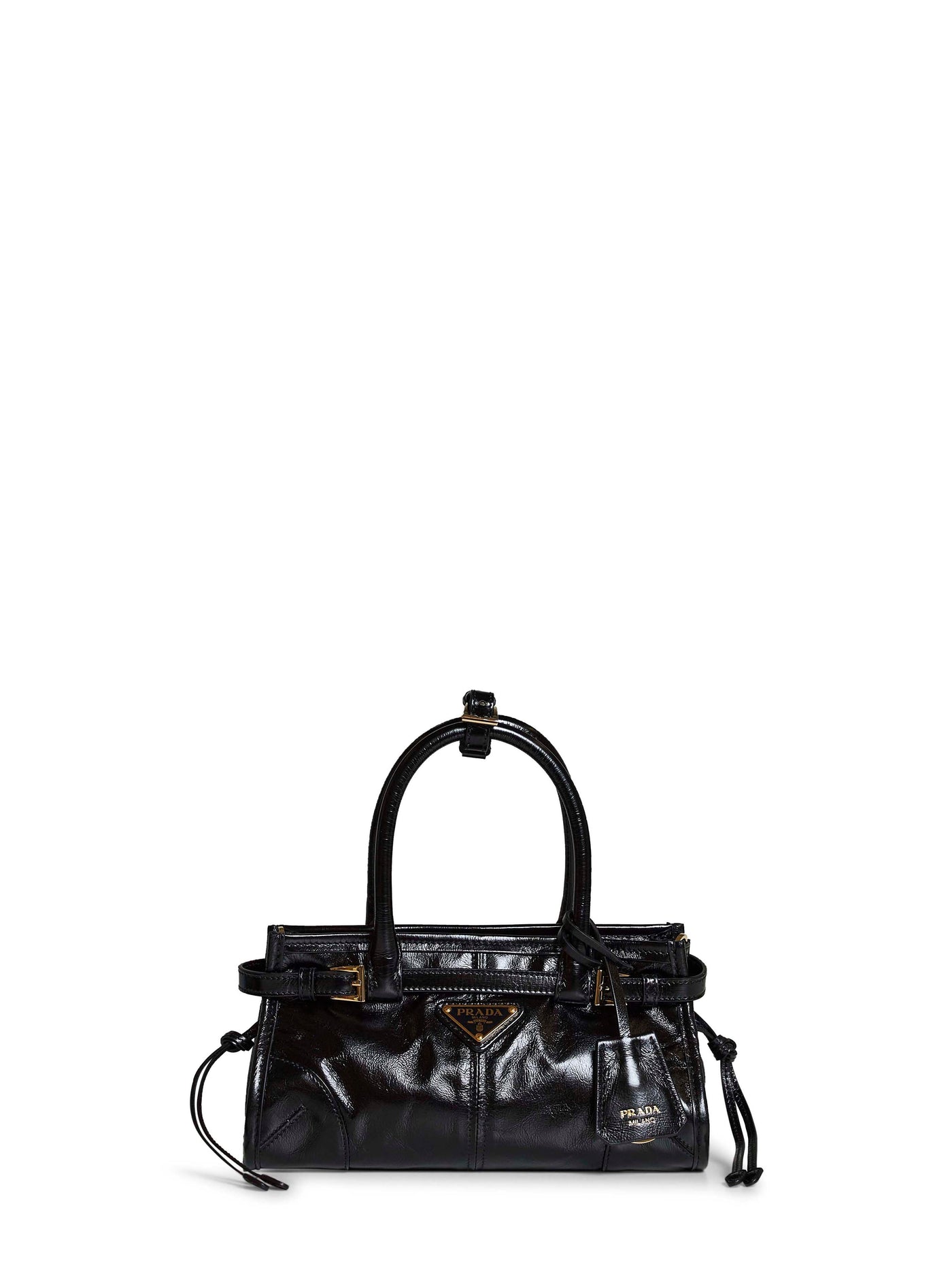 Prada Bonnie Top Handle Bag — Black Calf Leather