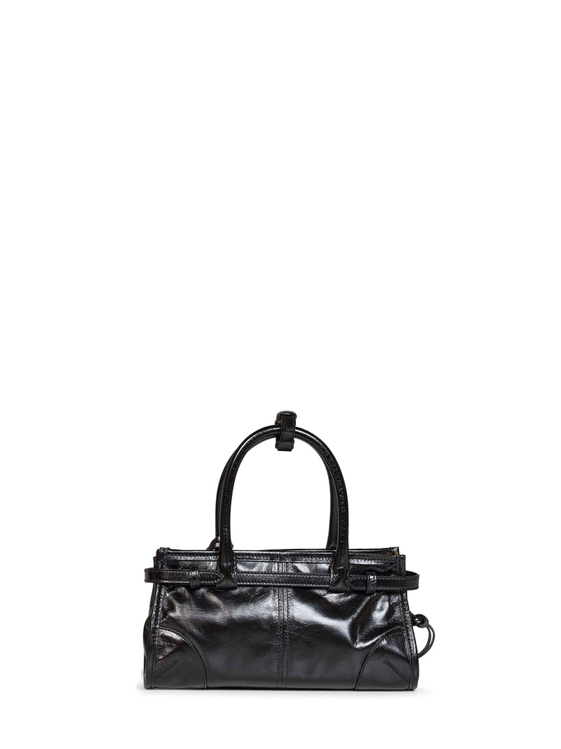 Prada Bonnie Top Handle Bag — Black Calf Leather