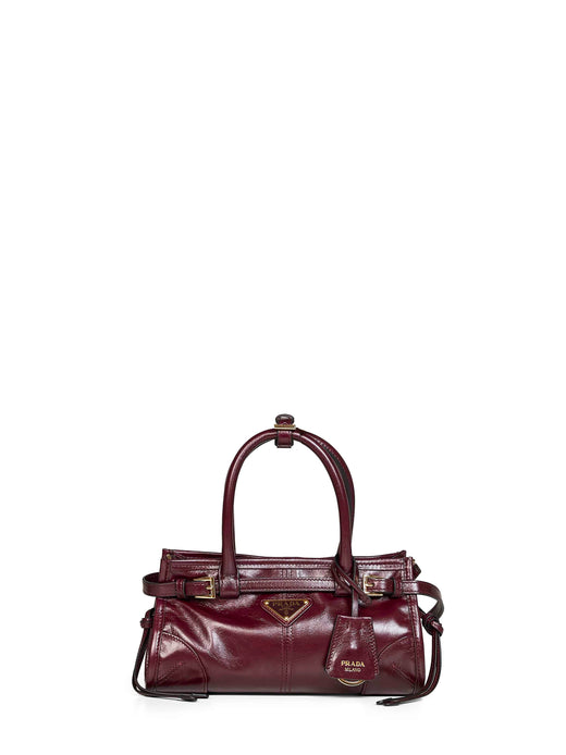 Prada Bonnie Top Handle Bag — Burgundy Calf Leather